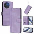 For DOOGEE Note 59 / 59 Pro Line Splicing Buckle Retro Leather Phone Case(Purple) - 1