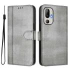 For HTC U24 Line Splicing Buckle Retro Leather Phone Case(Grey) - 2
