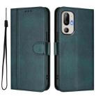 For HTC U24 Line Splicing Buckle Retro Leather Phone Case(Dark Green) - 2