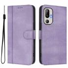 For HTC U24 Line Splicing Buckle Retro Leather Phone Case(Purple) - 2