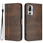 For HTC U24 Line Splicing Buckle Retro Leather Phone Case(Brown) - 2
