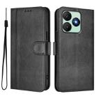 For Wiko T20 Line Splicing Buckle Retro Leather Phone Case(Black) - 2