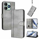 For Wiko T20 Line Splicing Buckle Retro Leather Phone Case(Grey) - 1