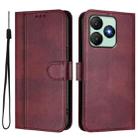 For Wiko T20 Line Splicing Buckle Retro Leather Phone Case(Wine Red) - 2