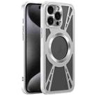 For iPhone 15 Pro Silicone Cooling Hollow Metal MagSafe Phone Case(Silver) - 1