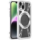For iPhone 14 Silicone Cooling Hollow Metal MagSafe Phone Case(Silver) - 1