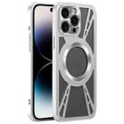 For iPhone 14 Pro Silicone Cooling Hollow Metal MagSafe Phone Case(Silver) - 1