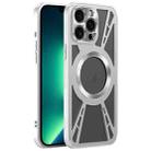 For iPhone 13 Pro Max Silicone Cooling Hollow Metal MagSafe Phone Case(Silver) - 1