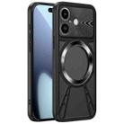 For iPhone 17 Pro Silicone Cooling Hollow Metal MagSafe Phone Case(Black) - 1