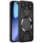 For iPhone 17 Air Silicone Cooling Hollow Metal MagSafe Phone Case(Black) - 1