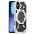For iPhone 17 Silicone Cooling Hollow Metal MagSafe Phone Case(Silver) - 1