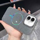 For iPhone 16 Plus Glitter Powder Plating MagSafe IMD Full Coverage Phone Case(Black) - 1