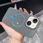 For iPhone 15 Glitter Powder Plating MagSafe IMD Full Coverage Phone Case(Black) - 1