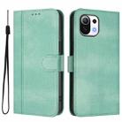 For Xiaomi Mi 11 Lite / Mi 11 Lite 5G Line Splicing Buckle Retro Leather Phone Case(Mint) - 2