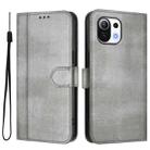 For Xiaomi Mi 11 Lite / Mi 11 Lite 5G Line Splicing Buckle Retro Leather Phone Case(Grey) - 2