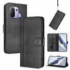 For Xiaomi Mi 11 Pro Line Splicing Buckle Retro Leather Phone Case(Black) - 1