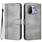 For Xiaomi Mi 11 Pro Line Splicing Buckle Retro Leather Phone Case(Grey) - 2