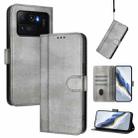 For Xiaomi Mi 11 Ultra Line Splicing Buckle Retro Leather Phone Case(Grey) - 1