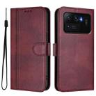 For Xiaomi Mi 11 Ultra Line Splicing Buckle Retro Leather Phone Case(Wine Red) - 2