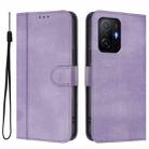 For Xiaomi 11T / 11T Pro Line Splicing Buckle Retro Leather Phone Case(Purple) - 2