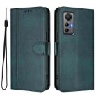 For Xiaomi 12 Lite Line Splicing Buckle Retro Leather Phone Case(Dark Green) - 2