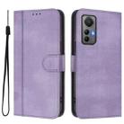 For Xiaomi 12 Lite Line Splicing Buckle Retro Leather Phone Case(Purple) - 2