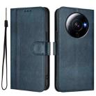 For Xiaomi 12S Ultra Line Splicing Buckle Retro Leather Phone Case(Dark Blue) - 2