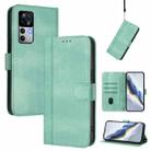 For Xiaomi 12T / 12T Pro / Redmi K50 Ultra Line Splicing Buckle Retro Leather Phone Case(Mint) - 1