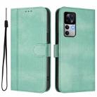For Xiaomi 12T / 12T Pro / Redmi K50 Ultra Line Splicing Buckle Retro Leather Phone Case(Mint) - 2