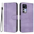 For Xiaomi 12T / 12T Pro / Redmi K50 Ultra Line Splicing Buckle Retro Leather Phone Case(Purple) - 2