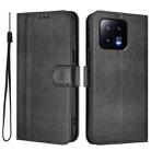 For Xiaomi 13 Line Splicing Buckle Retro Leather Phone Case(Black) - 2