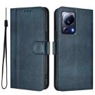 For Xiaomi 13 Lite 5G / Civi 2 Line Splicing Buckle Retro Leather Phone Case(Dark Blue) - 2