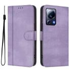 For Xiaomi 13 Lite 5G / Civi 2 Line Splicing Buckle Retro Leather Phone Case(Purple) - 2