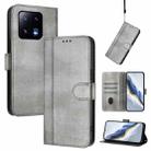 For Xiaomi 13 Pro 5G Line Splicing Buckle Retro Leather Phone Case(Grey) - 1