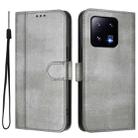 For Xiaomi 13 Pro 5G Line Splicing Buckle Retro Leather Phone Case(Grey) - 2