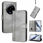 For Xiaomi 13 Ultra Line Splicing Buckle Retro Leather Phone Case(Grey) - 1