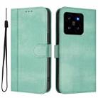 For Xiaomi 14 5G Line Splicing Buckle Retro Leather Phone Case(Mint) - 2
