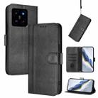 For Xiaomi 14 5G Line Splicing Buckle Retro Leather Phone Case(Black) - 1