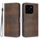 For Xiaomi 14 5G Line Splicing Buckle Retro Leather Phone Case(Brown) - 2