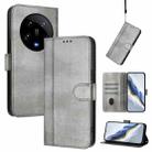 For Xiaomi 14 Ultra 5G Line Splicing Buckle Retro Leather Phone Case(Grey) - 1