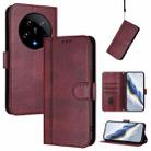 For Xiaomi 14 Ultra 5G Line Splicing Buckle Retro Leather Phone Case(Wine Red) - 1