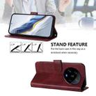 For Xiaomi 14 Ultra 5G Line Splicing Buckle Retro Leather Phone Case(Wine Red) - 3
