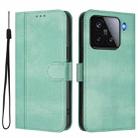 For Xiaomi 15 Line Splicing Buckle Retro Leather Phone Case(Mint) - 2