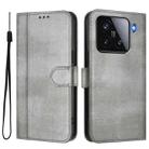 For Xiaomi 15 Line Splicing Buckle Retro Leather Phone Case(Grey) - 2