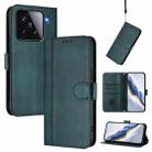 For Xiaomi 15 Line Splicing Buckle Retro Leather Phone Case(Dark Green) - 1