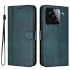 For Xiaomi 15 Line Splicing Buckle Retro Leather Phone Case(Dark Green) - 2