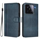 For Xiaomi 15 Line Splicing Buckle Retro Leather Phone Case(Dark Blue) - 2
