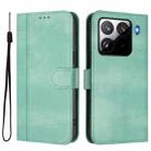 For Xiaomi 15 Pro Line Splicing Buckle Retro Leather Phone Case(Mint) - 2