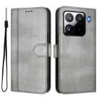 For Xiaomi 15 Pro Line Splicing Buckle Retro Leather Phone Case(Grey) - 2