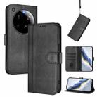 For Xiaomi 15 Ultra Line Splicing Buckle Retro Leather Phone Case(Black) - 1